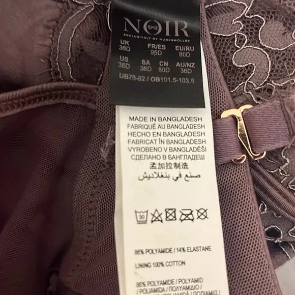 Noir | Genevieve Bodysuit Ephemera Lace Thong Padded Womens size 36D Hunkemoller - Picture 9 of 11